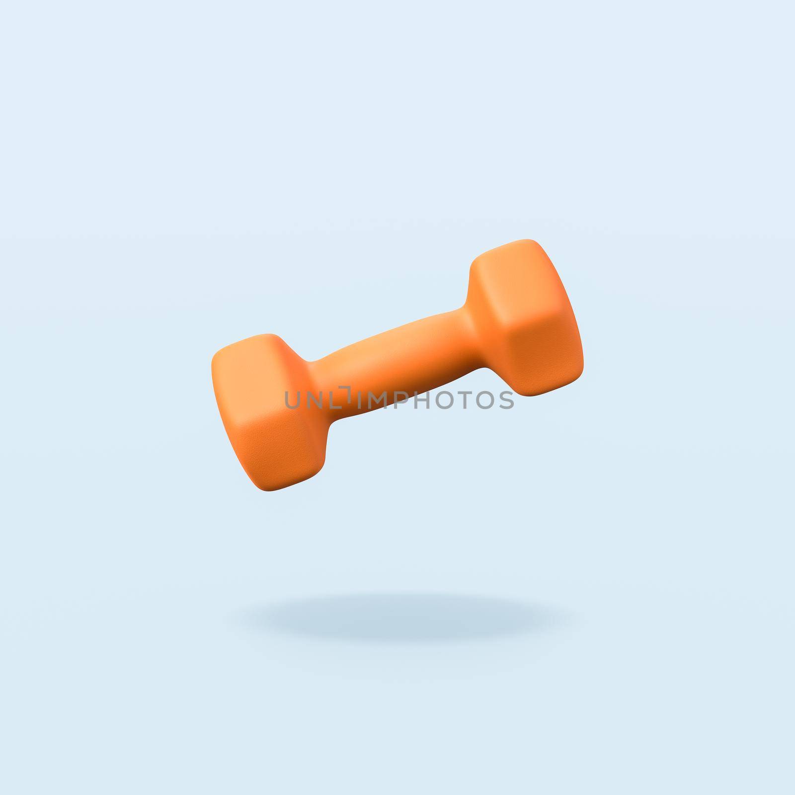 Orange Dumbbell on Blue Background by make