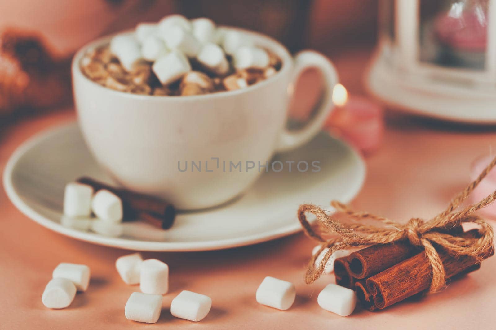 Marshmallows in a white mug with coffee, toned shot by vizland