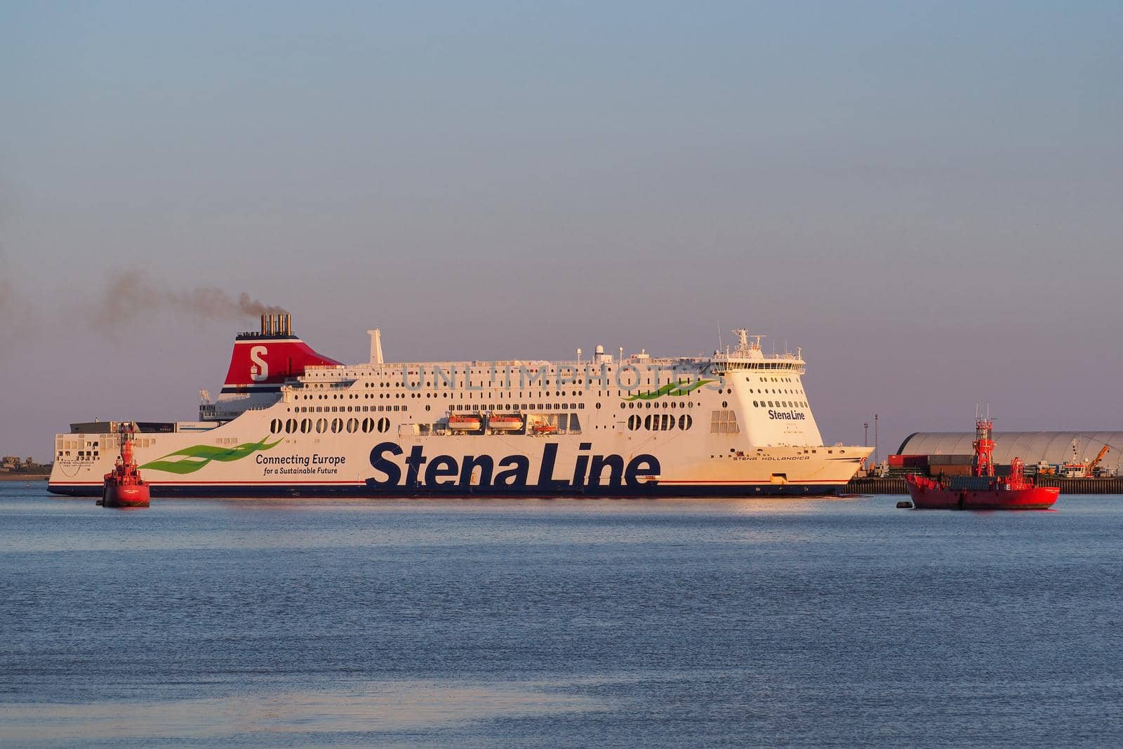 Harwich, Essex, ferry Stena Hollandica passing the dockside and red lightships by PhilHarland
