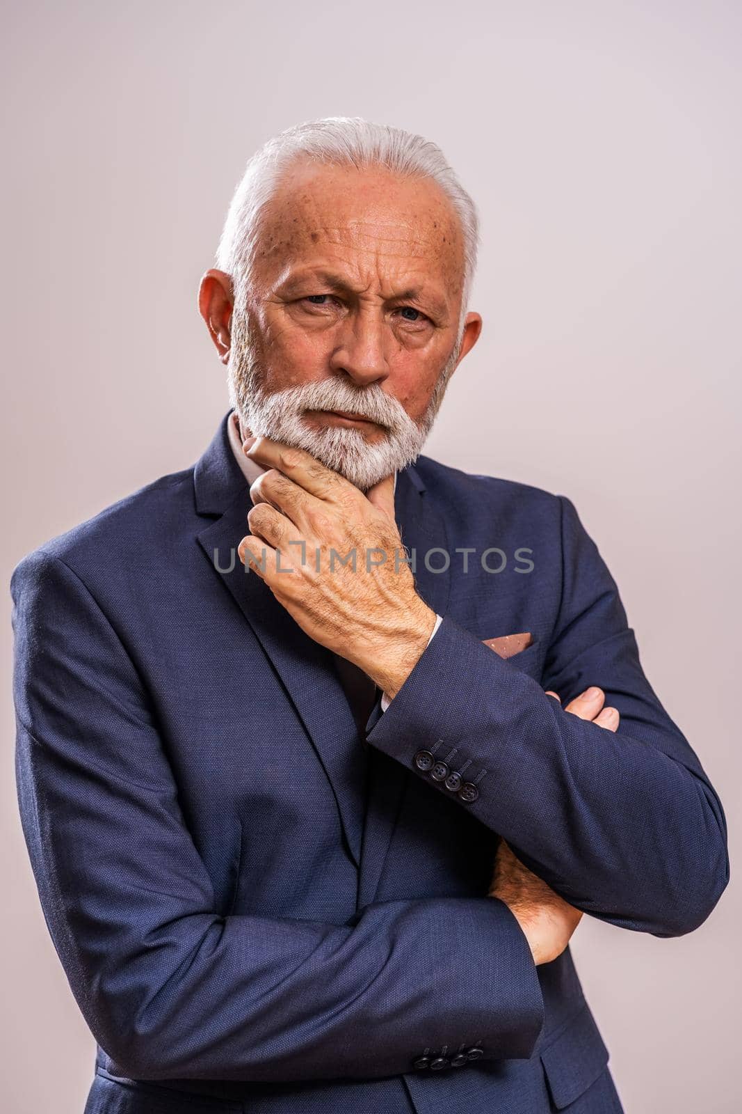 Portrait of serious and pensive senior businessman.