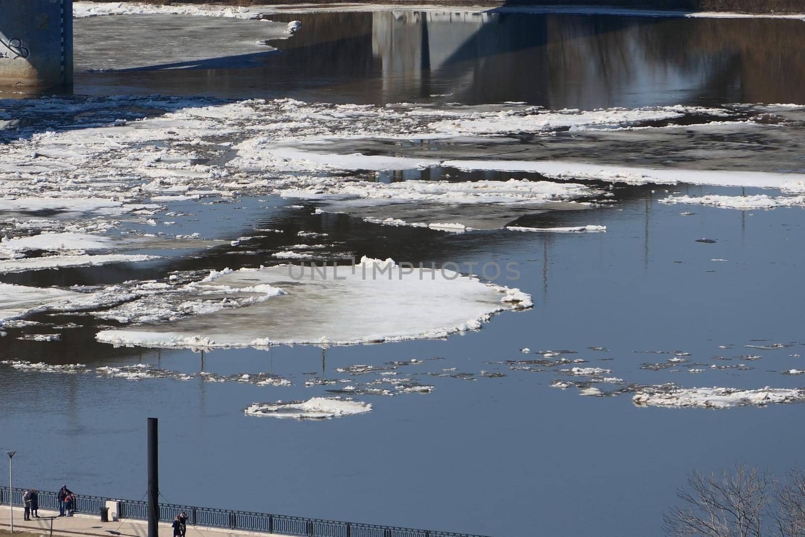 Spring ice on the river. Ice floats on the river. by Olga26