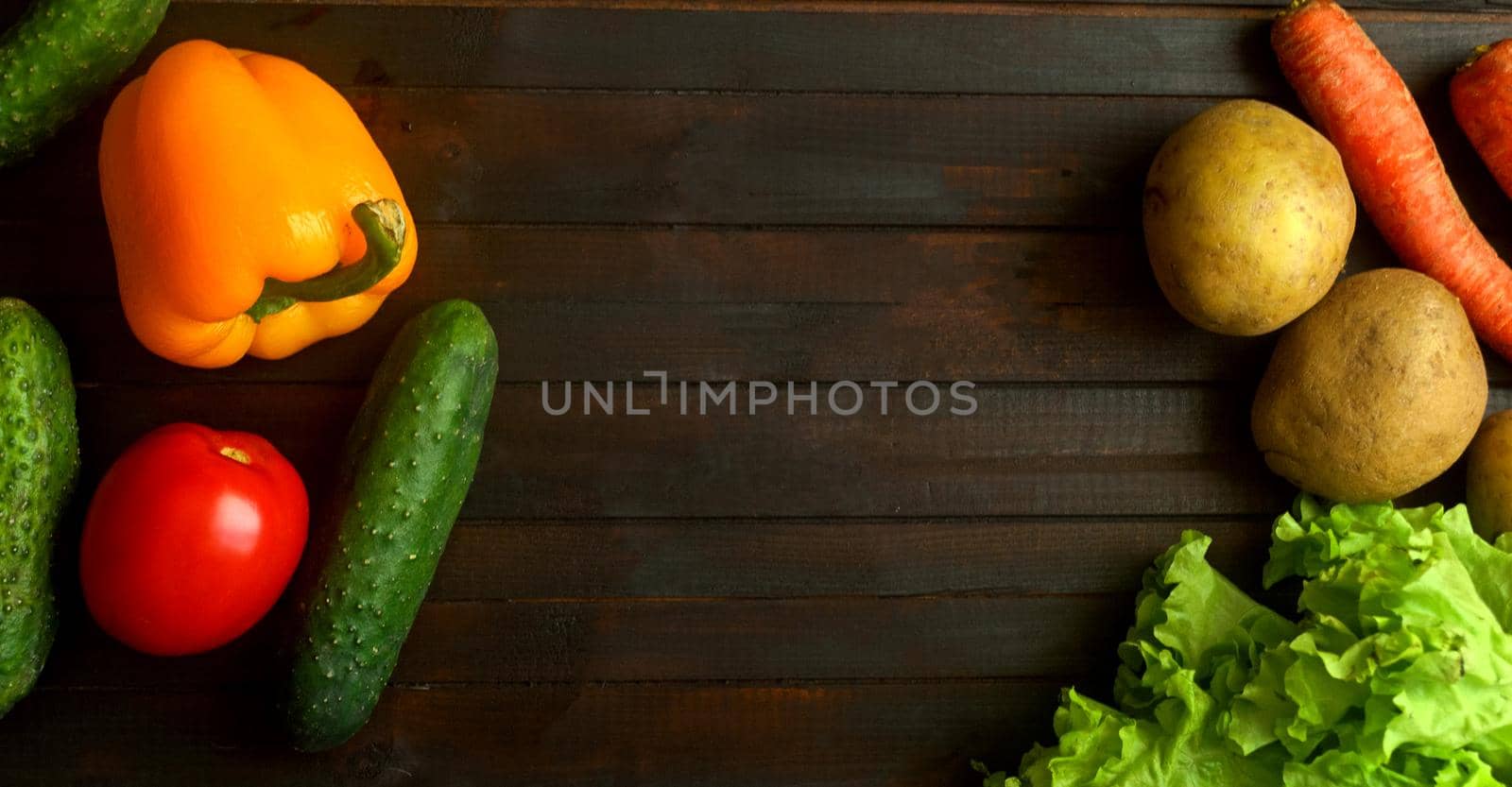 Food background with different vegetarian vegetables. by andre_dechapelle