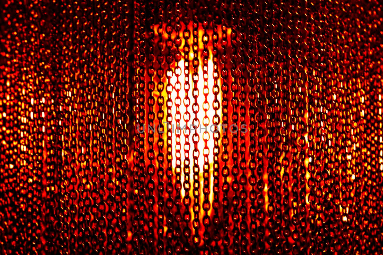 Part of red chandelier. Front view, indoors horizontal shot. by Essffes