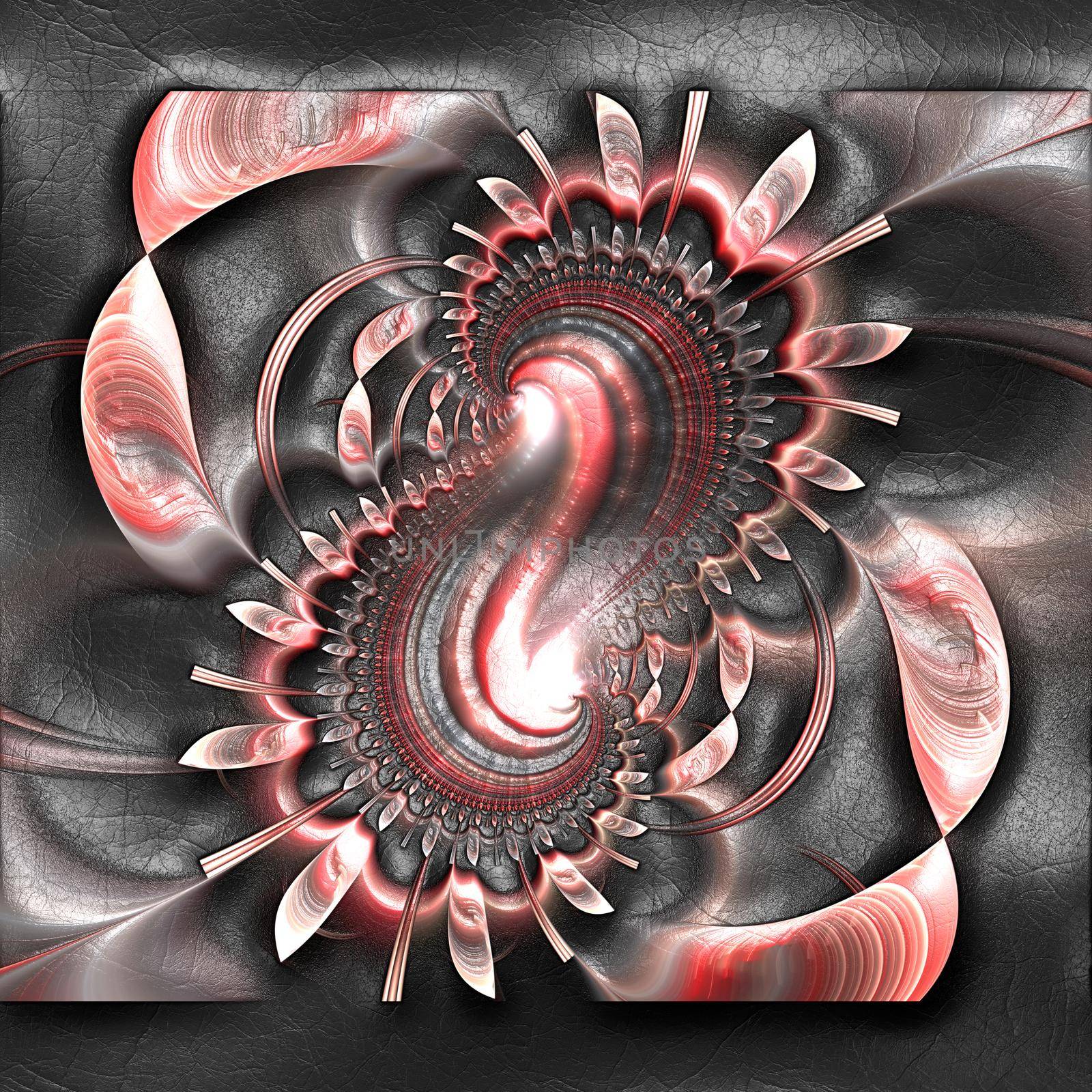 3D rendering of plastic background with embossed fractal on leather by stocklady