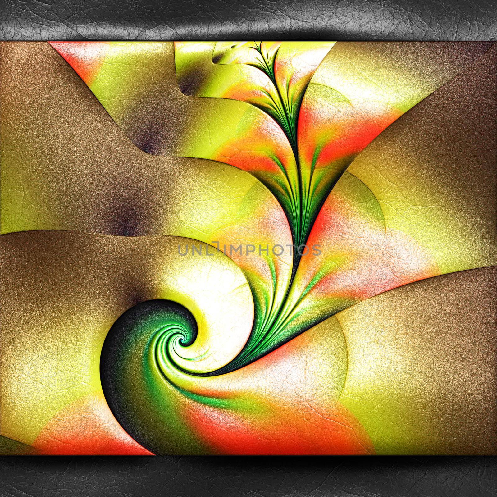 3D rendering of plastic background with embossed fractal on leather by stocklady