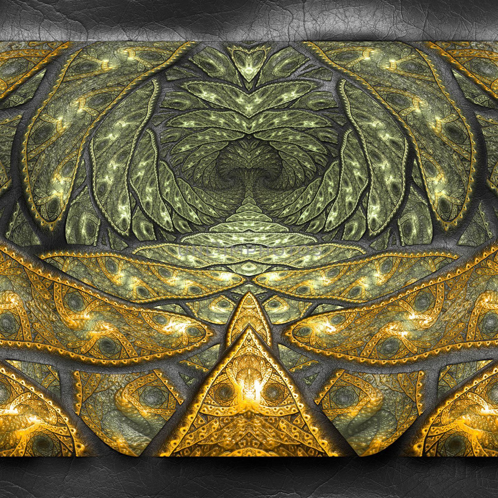 3D rendering of plastic background with embossed fractal on leather by stocklady