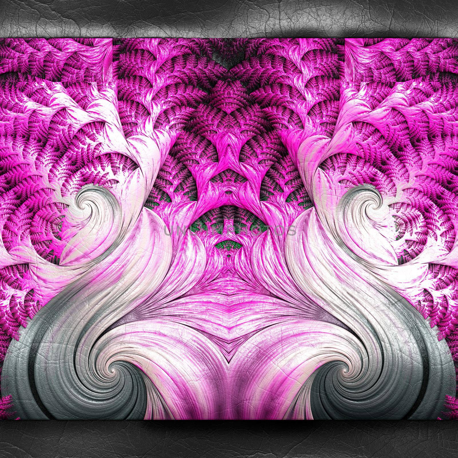 3D rendering of plastic background with embossed fractal on leather by stocklady