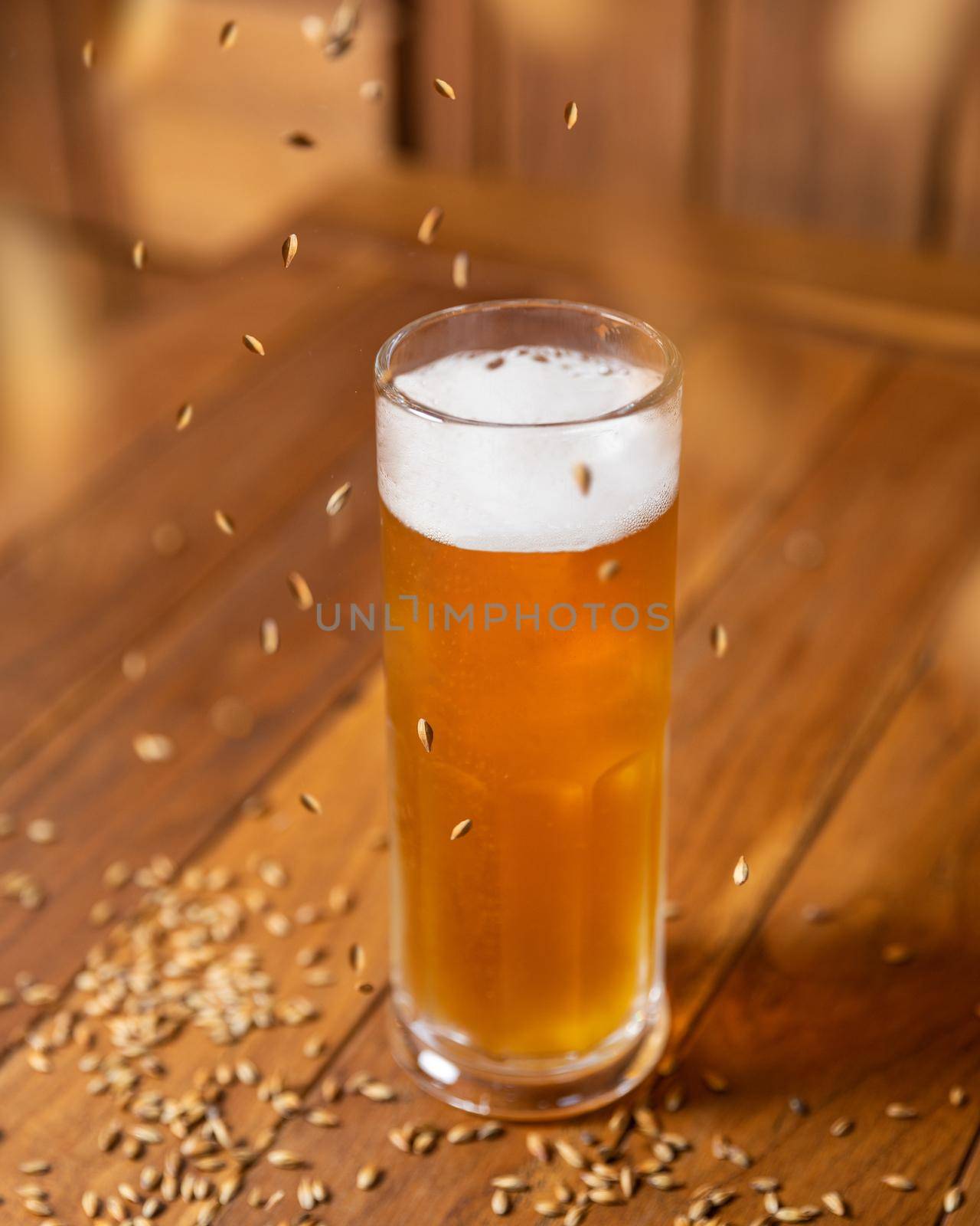Beer mug, glass with flying malted barley by ferhad