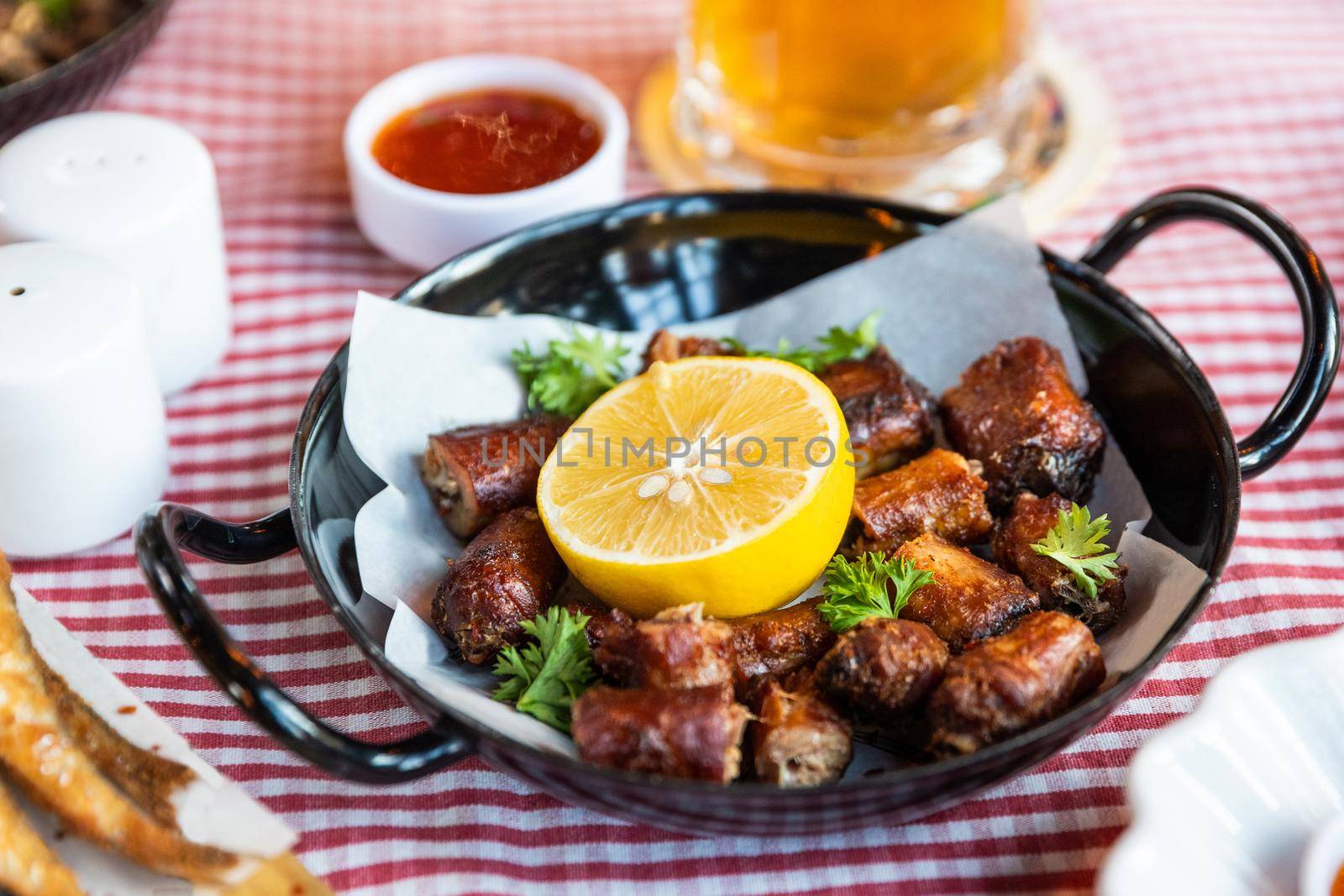 Tasty meat meal roulette with lemon and beer by ferhad
