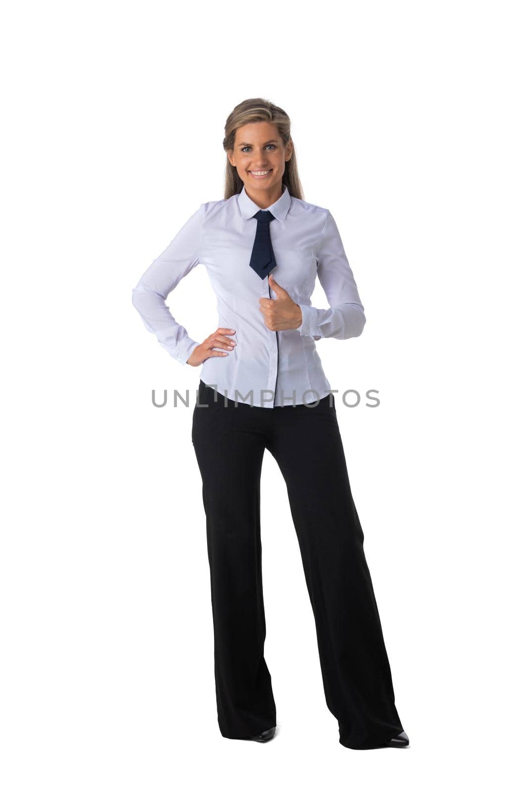 Business woman with thumbs up by ALotOfPeople