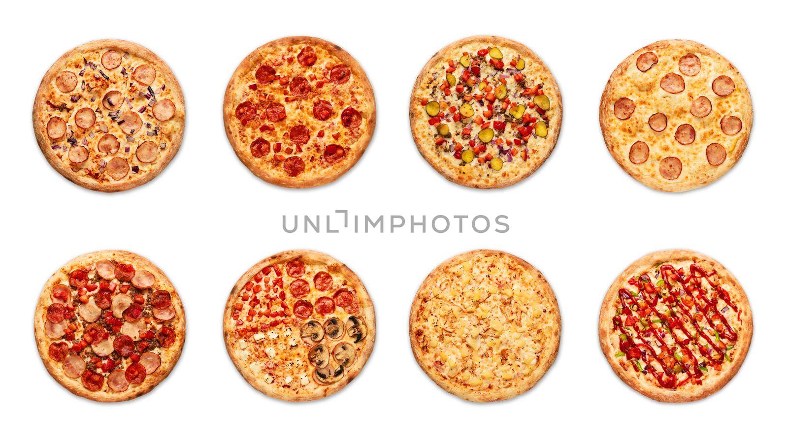 different pizza on white background. High resolution by Xelar