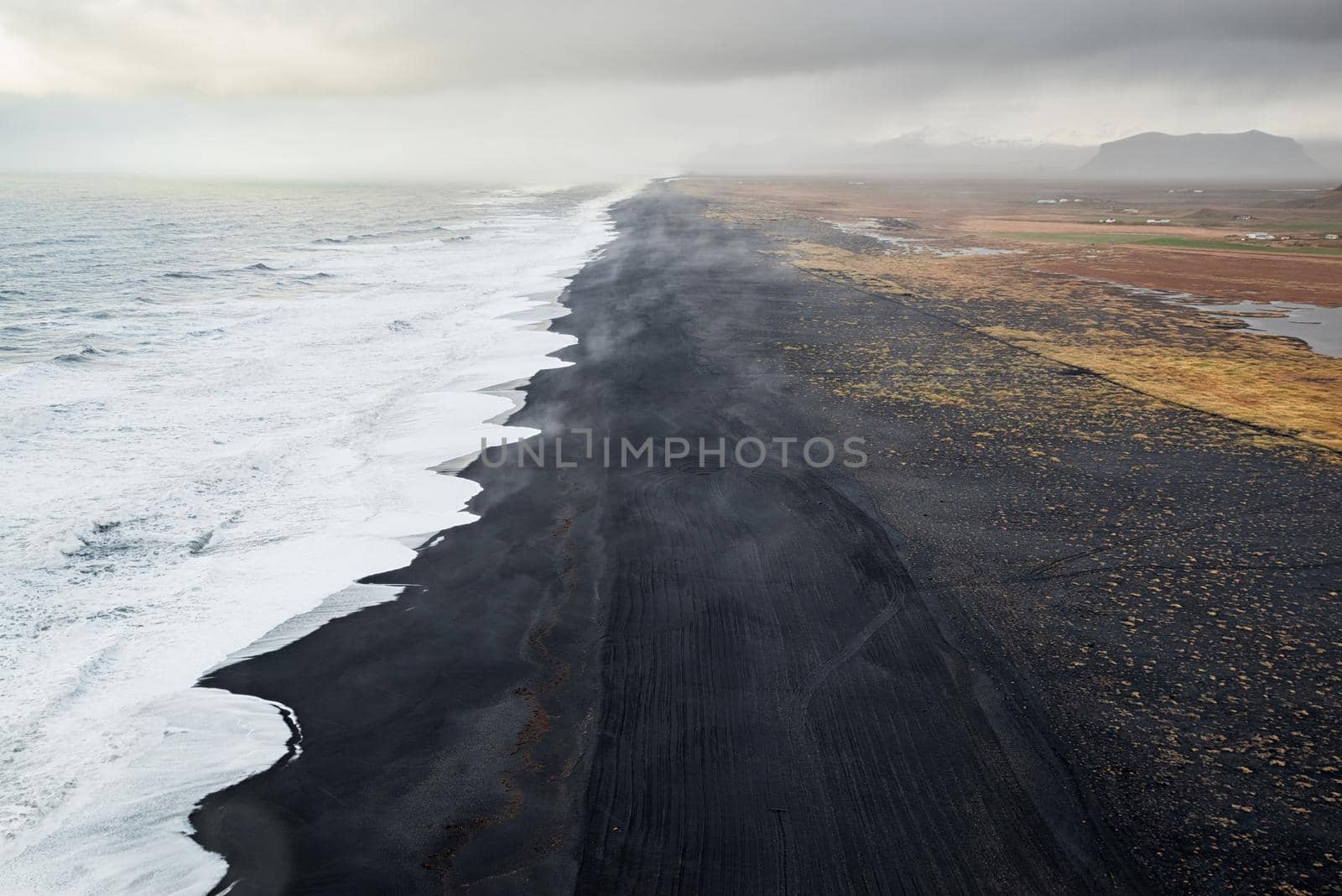 View of the black sand beach from Dyrholaey, Iceland by LuigiMorbidelli