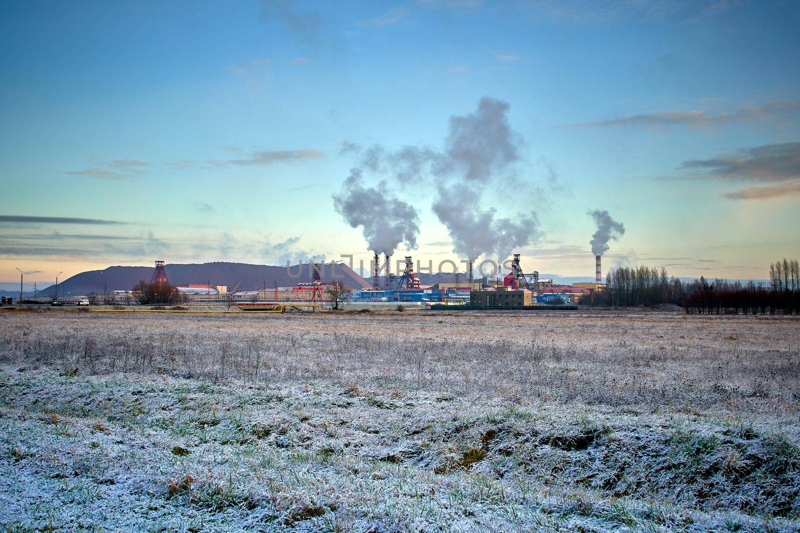 Potash plant, production of potash ore. Industrial landscape. Belarus, Soligorsk