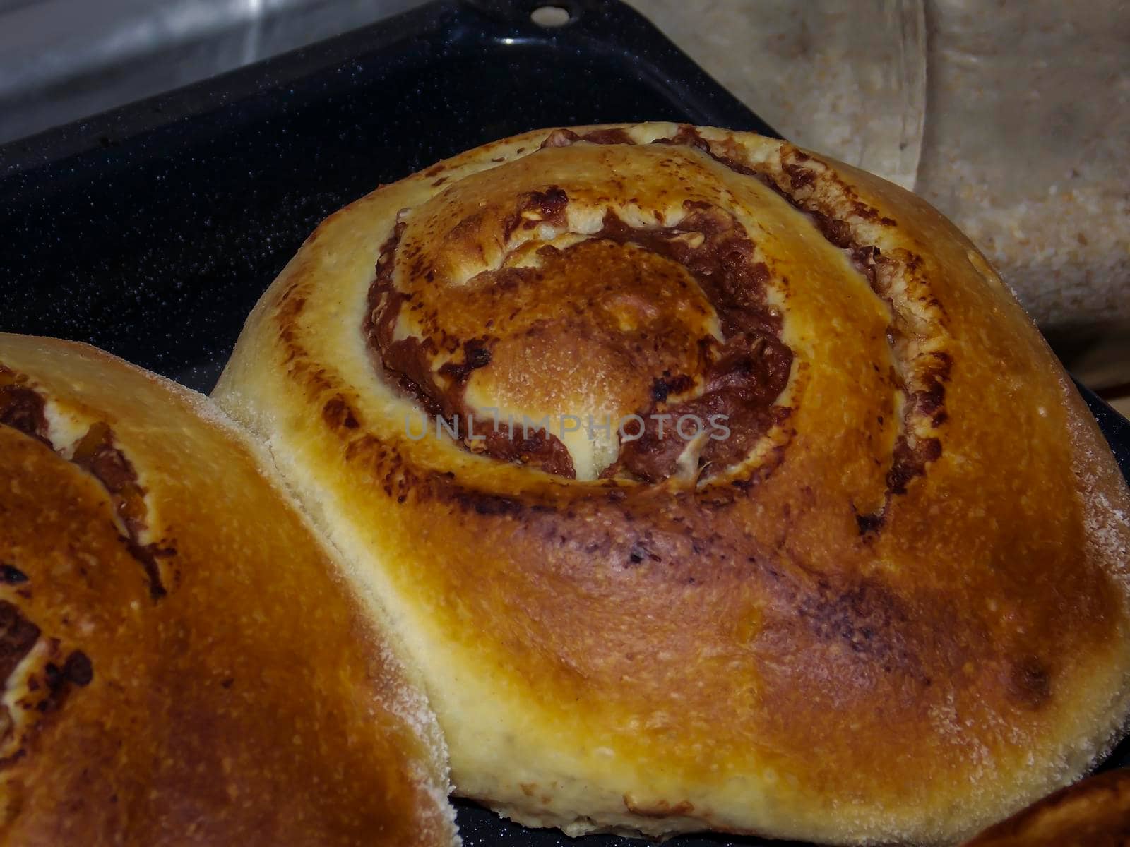 Healthy cinnamon rolls macro close up