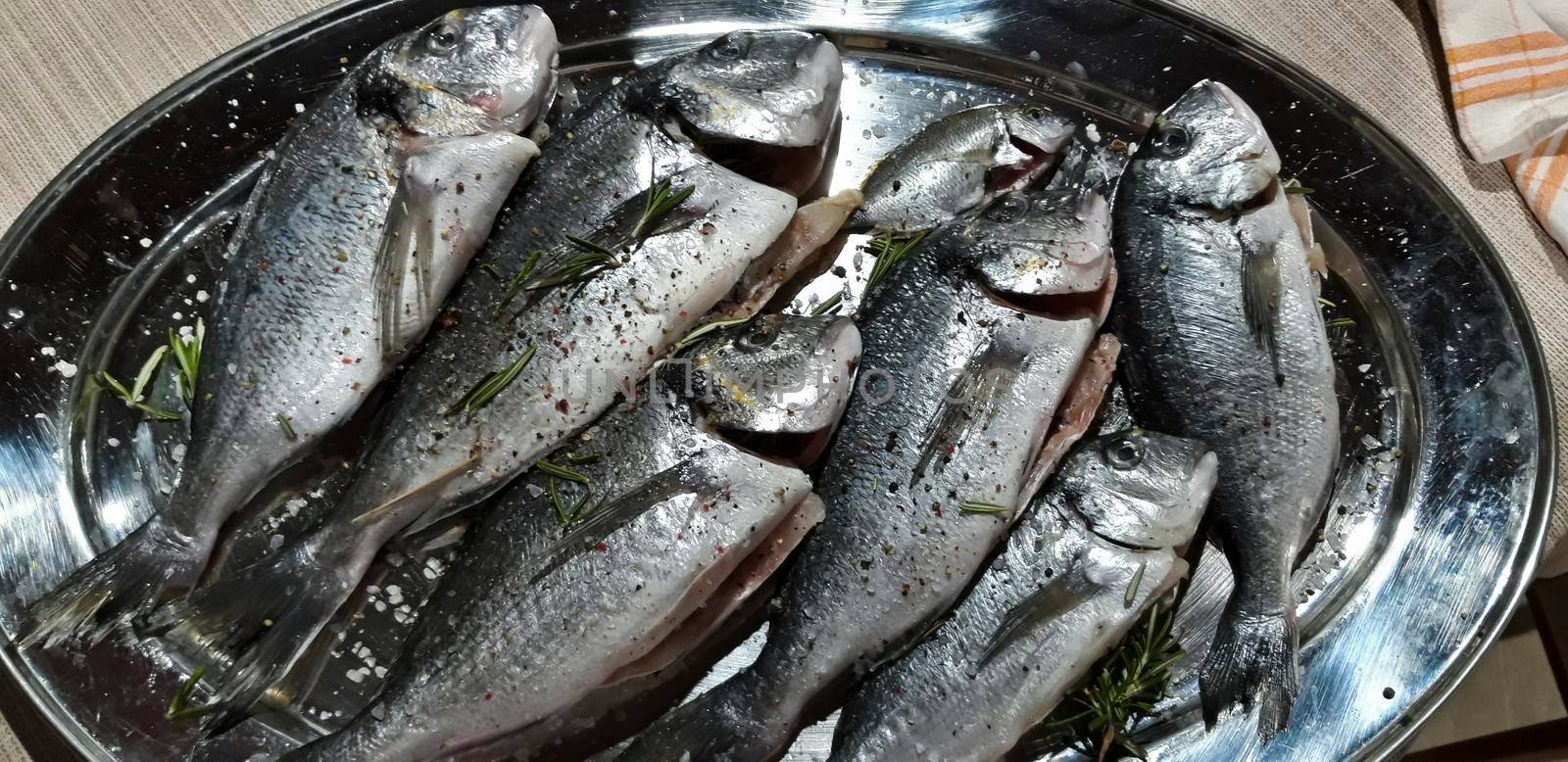 Fresh Fish On Tray Close Up