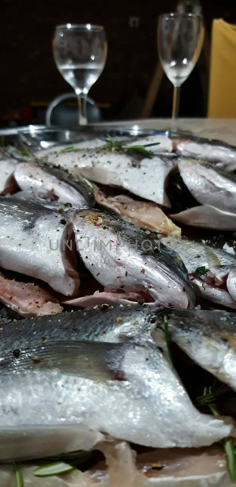 Fresh Fish On Tray Close Up