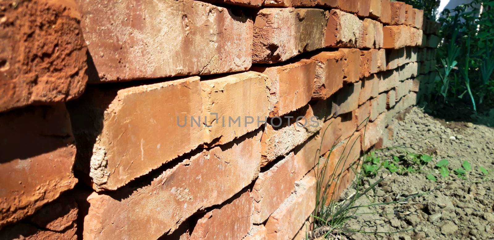 Stacked Red Bricks Close Up