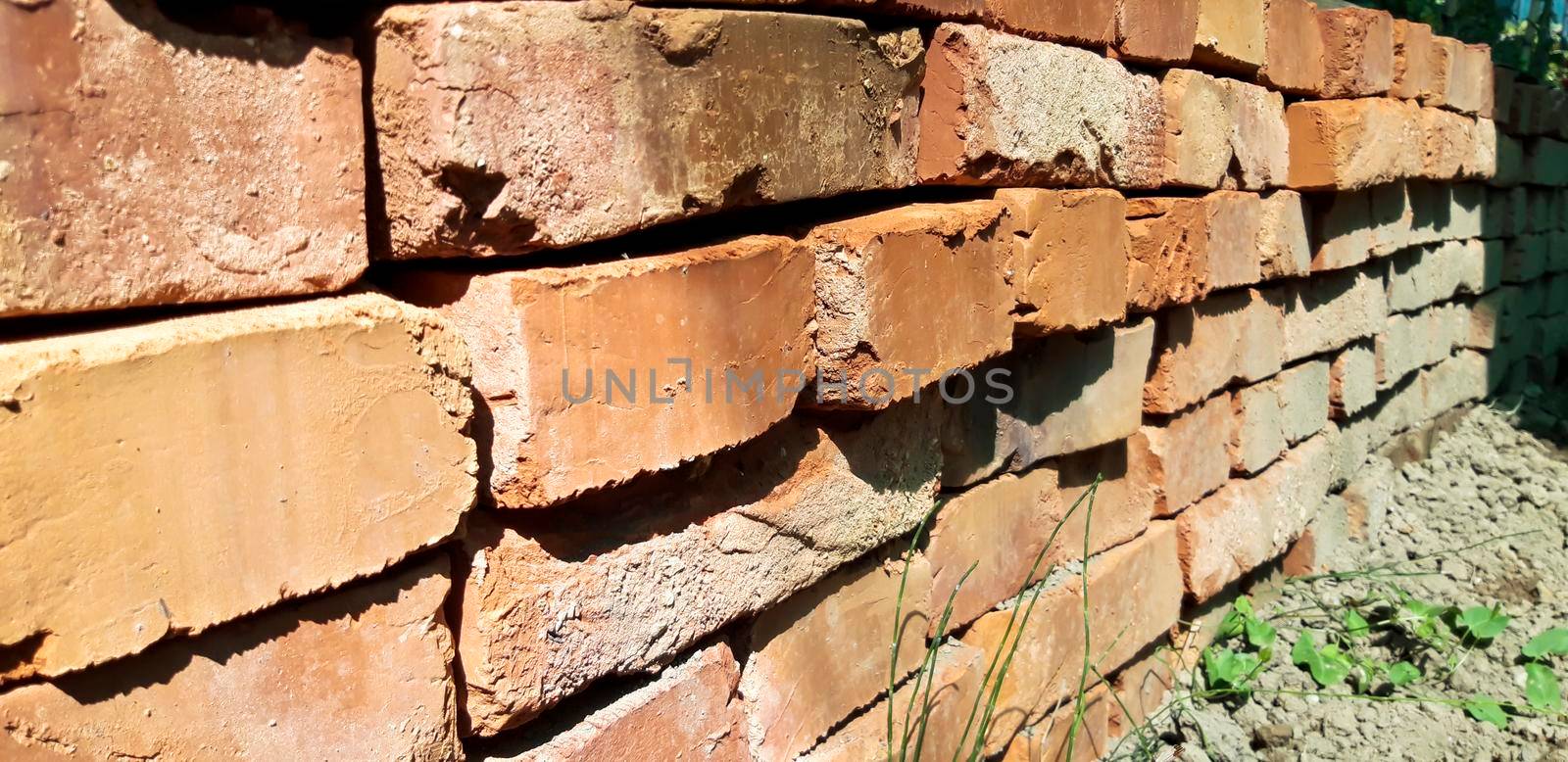 Stacked Red Bricks Close Up