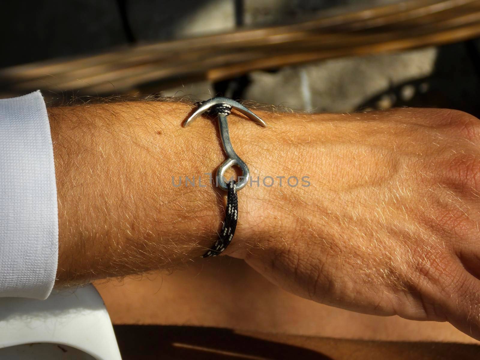 Men's Anchor Bracelet Close Up by swissChard7