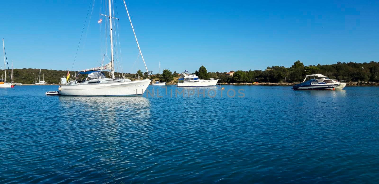 Anchored Luxury Boat In Marine  by swissChard7