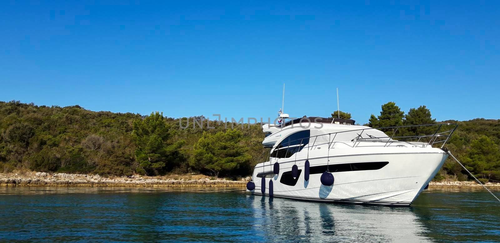 Anchored Luxury Boat In Marine  by swissChard7