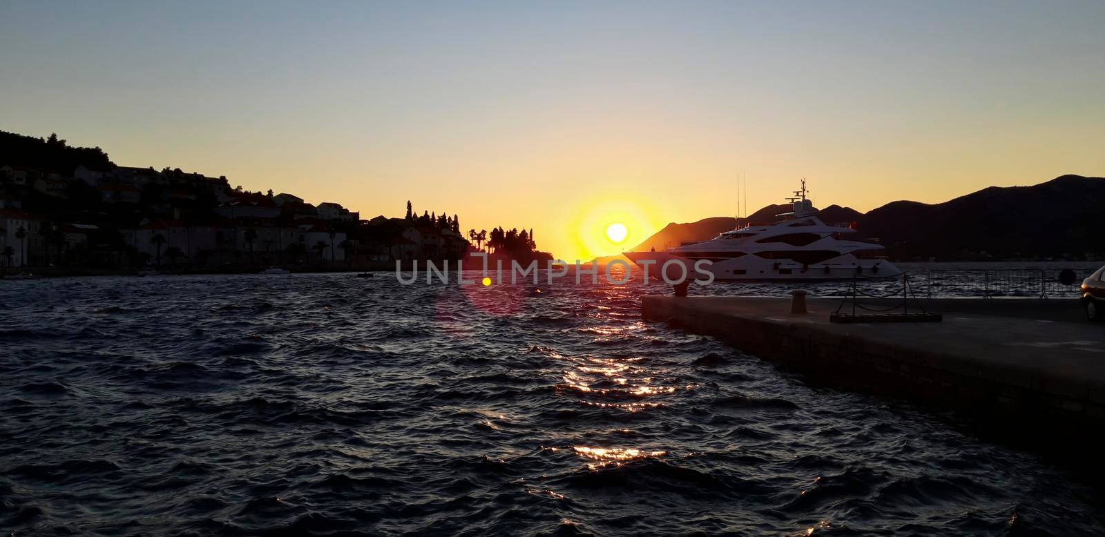 Boat Sunset At Adriatic Sea
