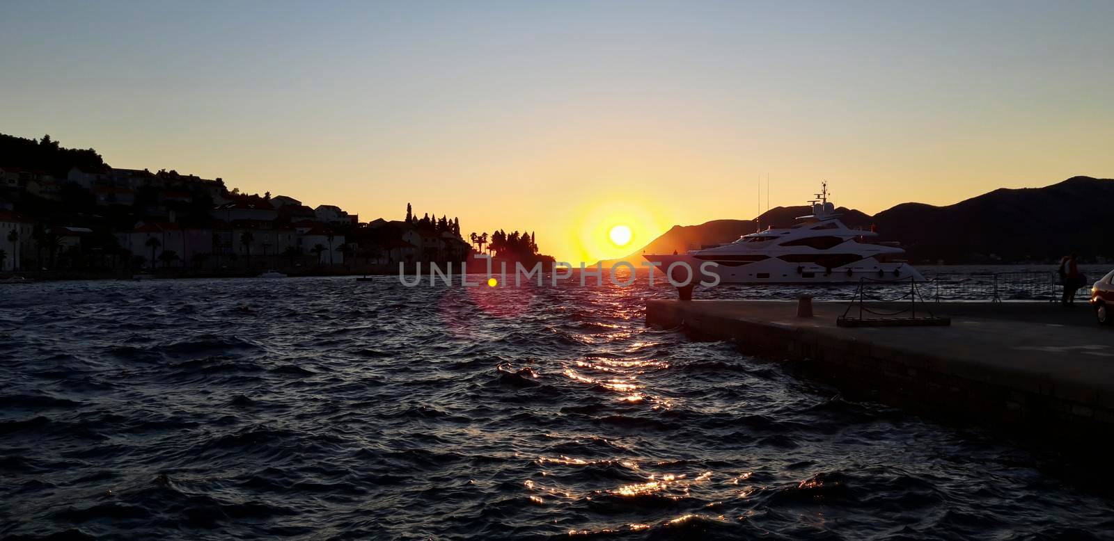 Boat Sunset At Adriatic Sea