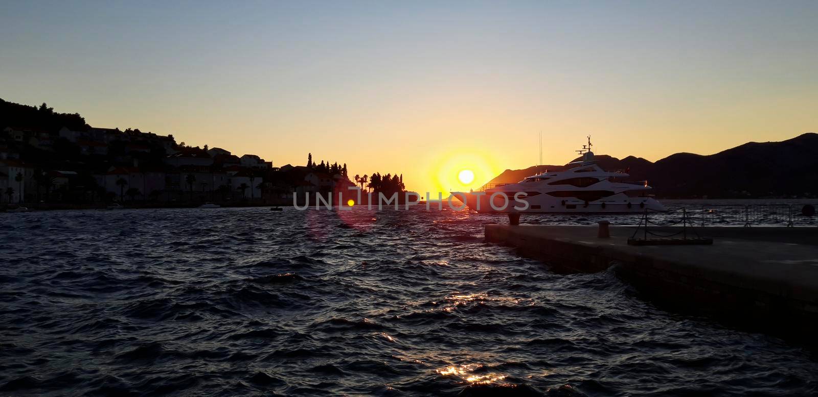 Boat Sunset At Adriatic Sea