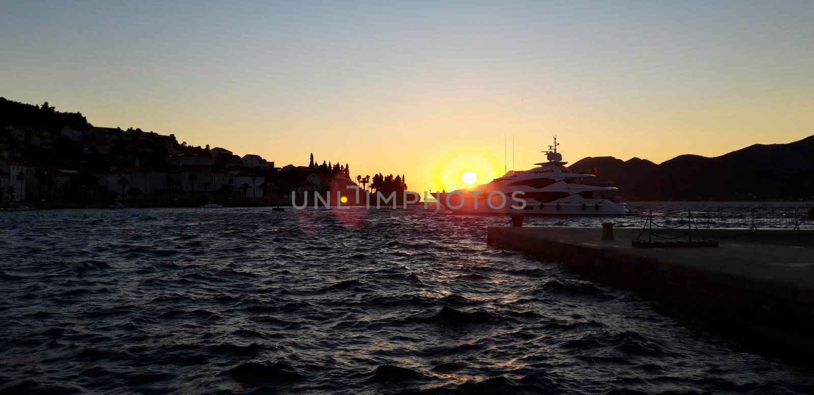 Boat Sunset At Adriatic Sea