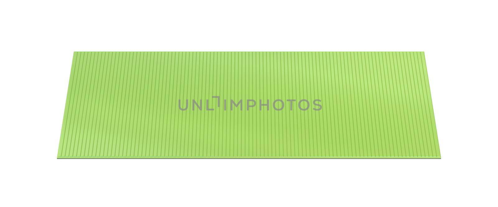 Green exercise mat isolated on white background