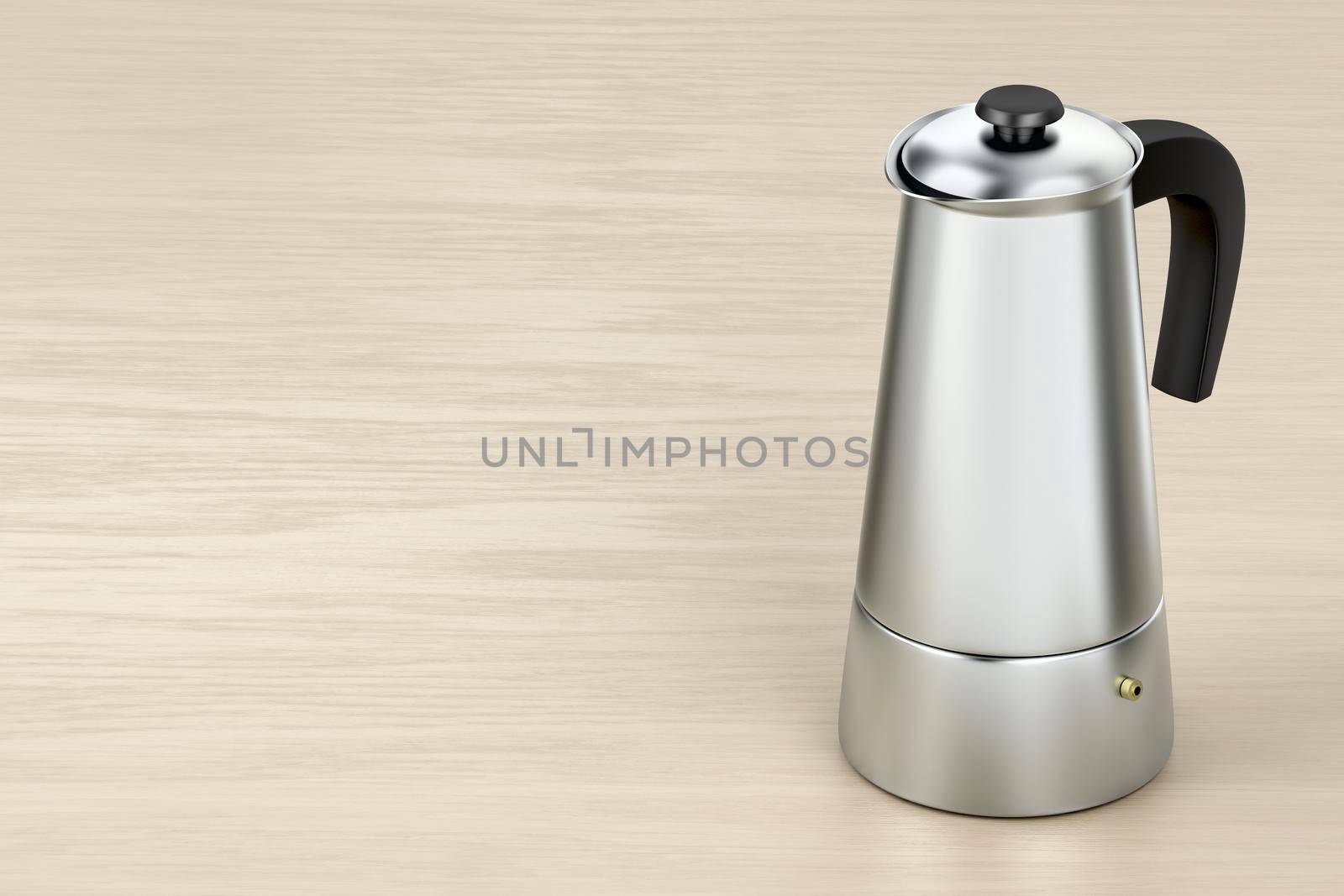 Silver moka pot on wood table