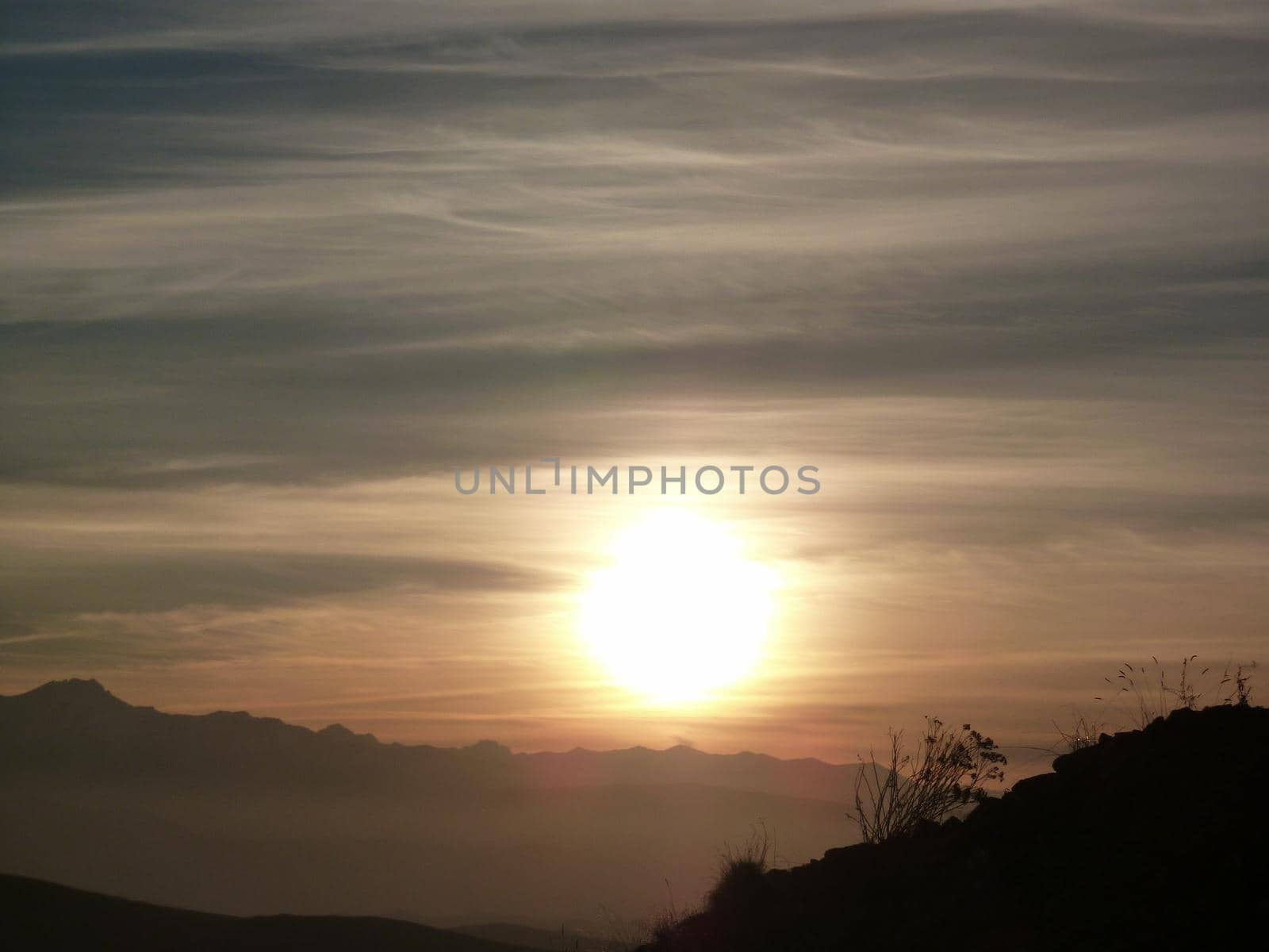 Sunset in the mountains. Beautiful landscape. High quality photo