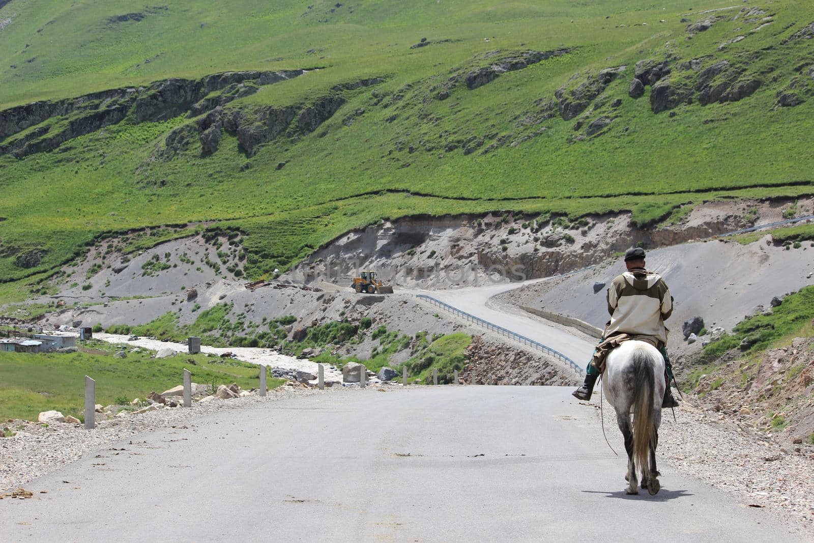 Mountain landscape. The road to the mountains. The North Caucasus. High quality photo