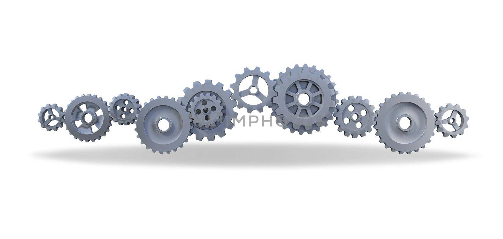 3ds rendering image of gears for mechanical background. Background mockup