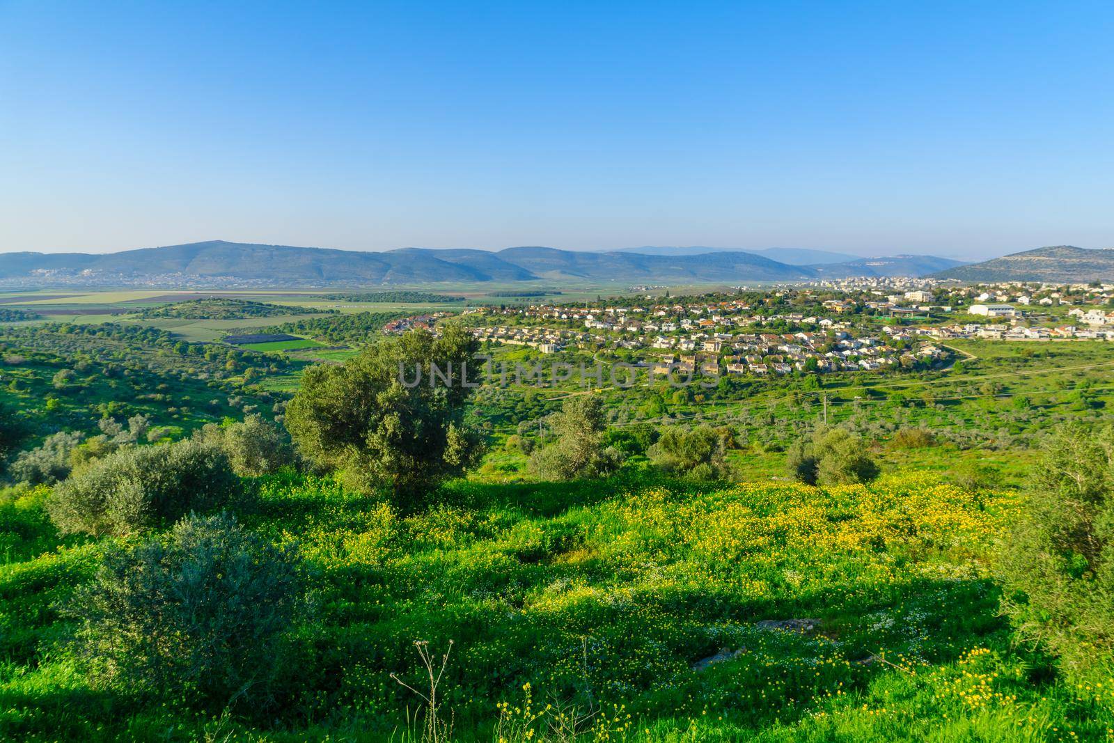 View of landscape and countryside of the western Lower Galilee, from Tzipori, Northern Israel