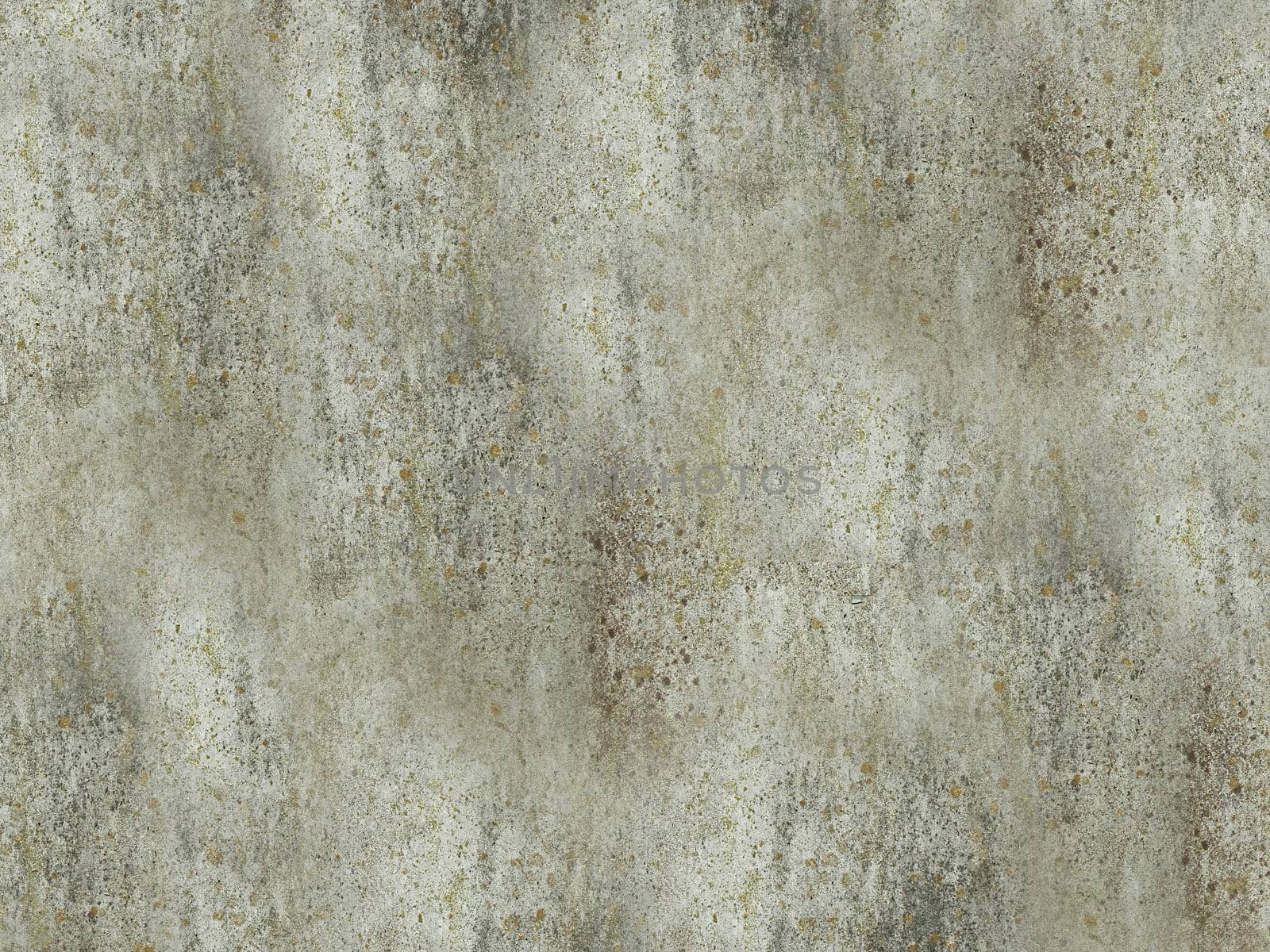 A time-worn concrete wall of gray color with lichen and moss on the surface