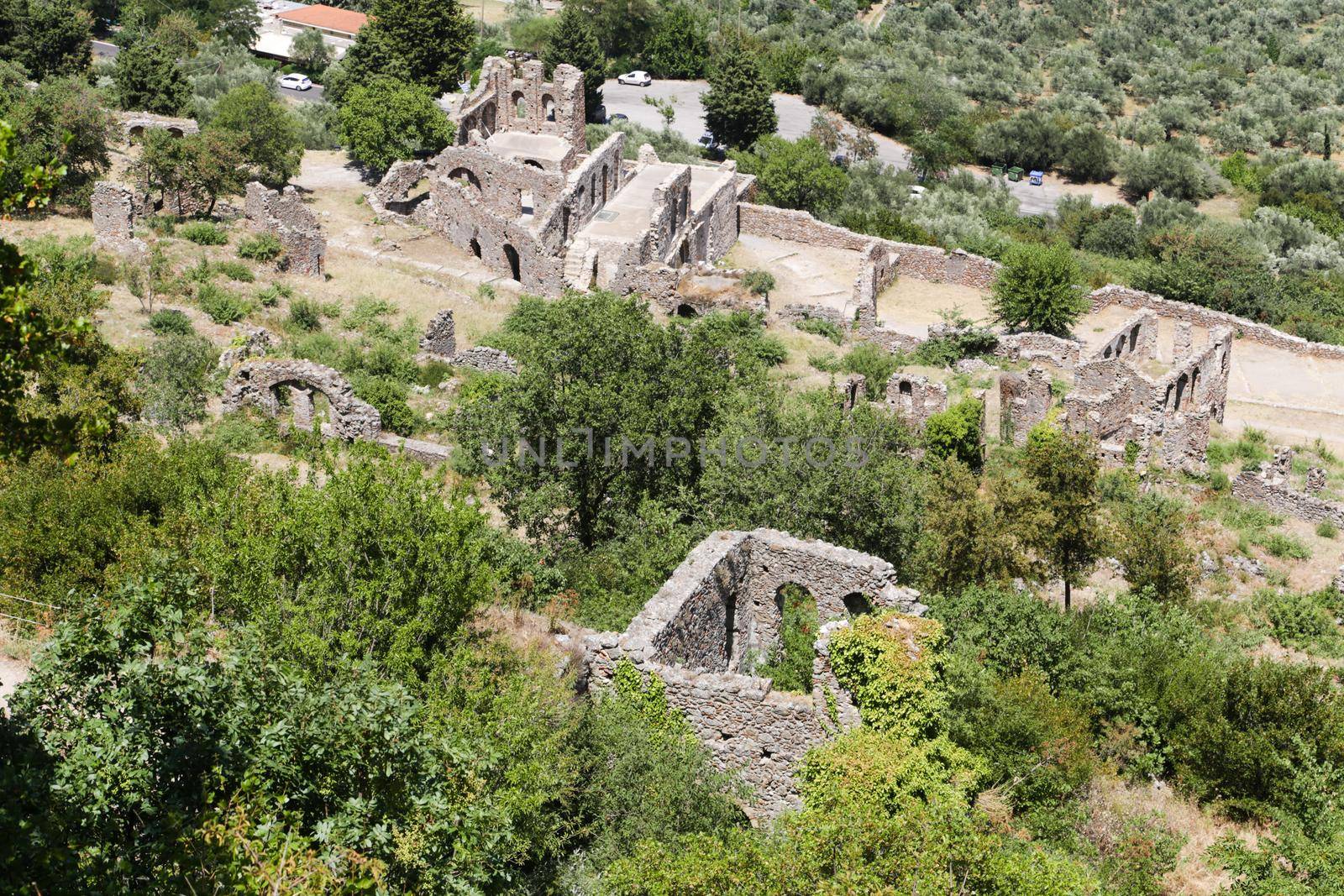 The abandoned medieval city of Mystras, Peloponnese, Greece
