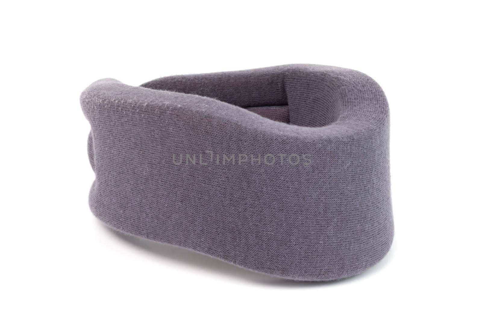 Medical collar for neck injury. Tire for immobilization of the cervical vertebrae in case of a disease of the cervical spine. Isolated on white background.