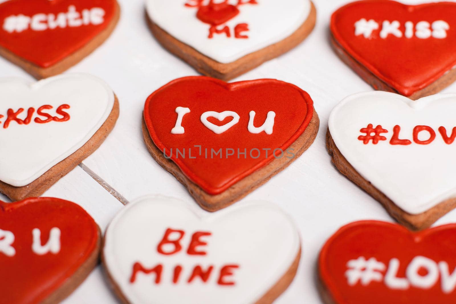 ?ookies in the shape of heart on the table. Valentine's Day