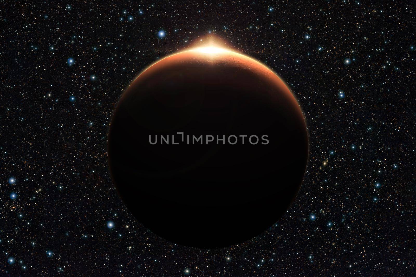 Planet Mars with sunrise in space (Elements of this image furnished by NASA) by alones