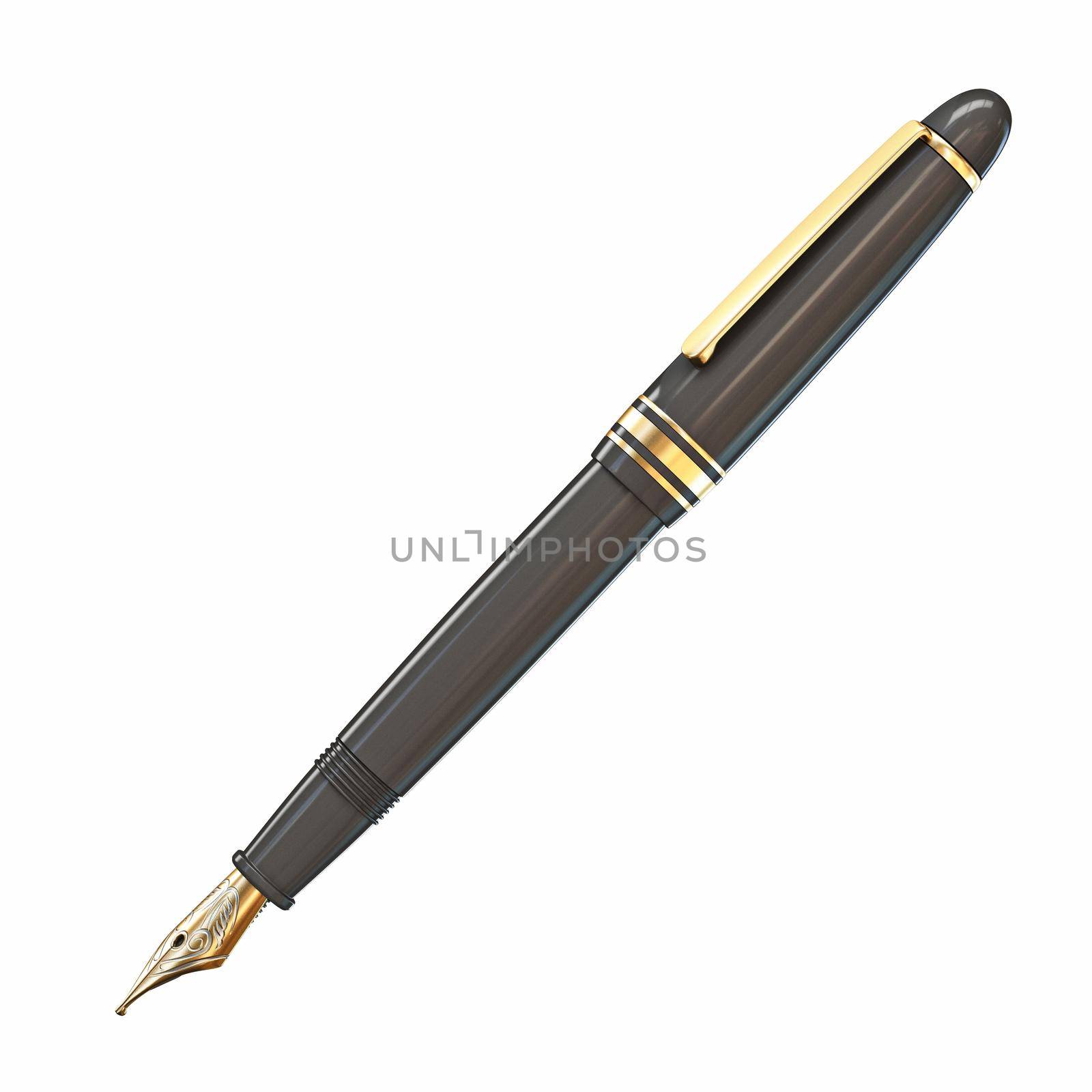 Golden black fountain pen 3D by djmilic