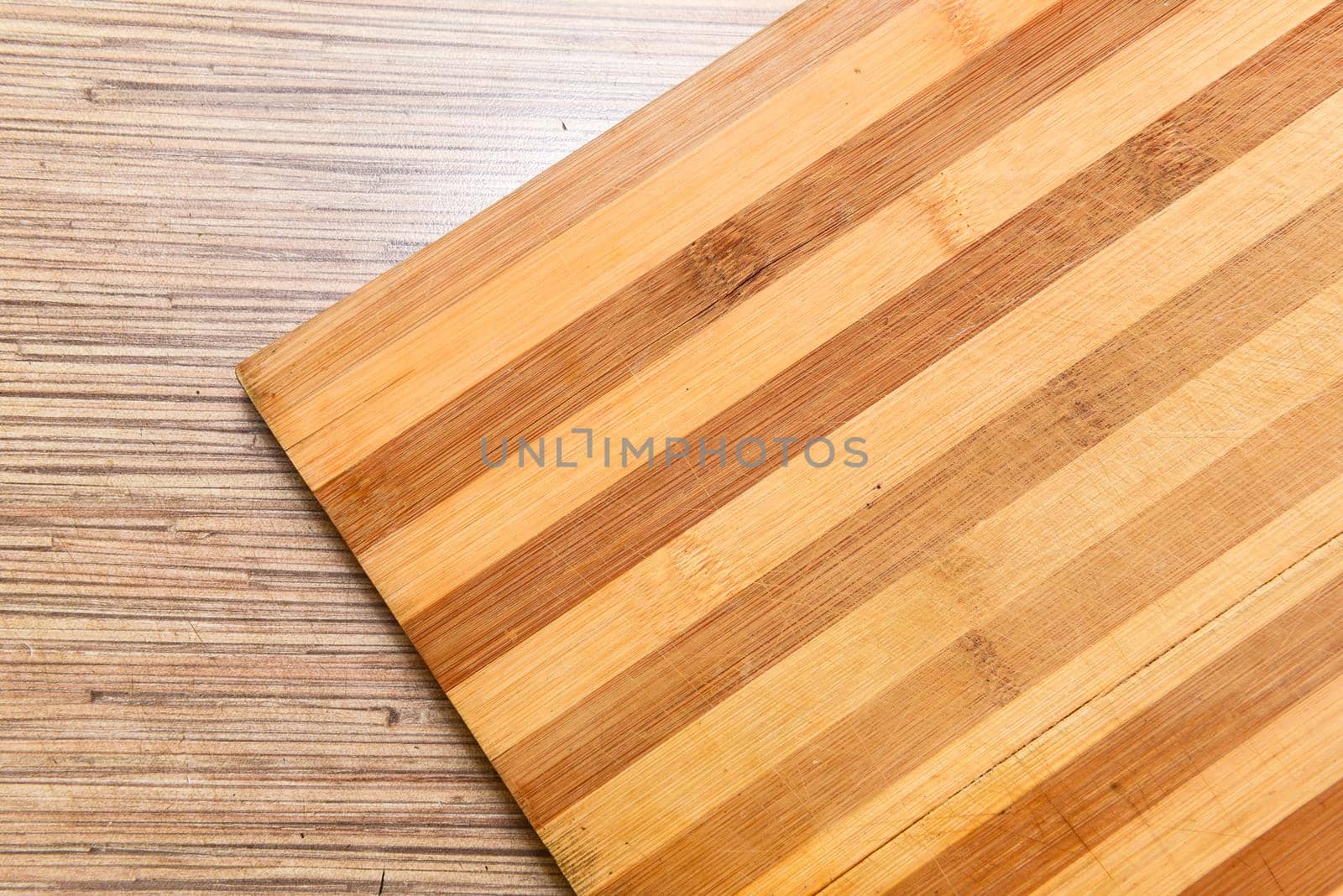 Close up Old chopping board background top view.