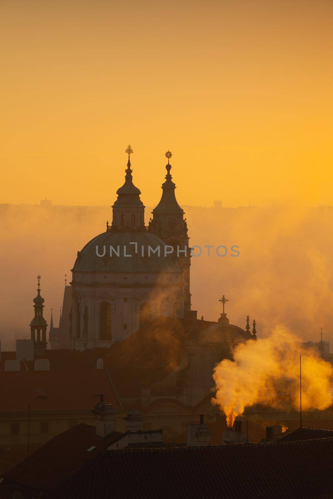The Church of St.Nicholas in the mist. Prague, Czech Republic. by CaptureLight