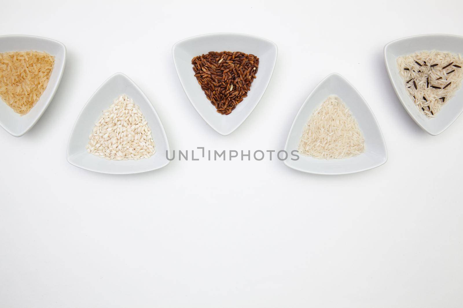 Top View Of White Sushi Plate With Different Rise . by CaptureLight