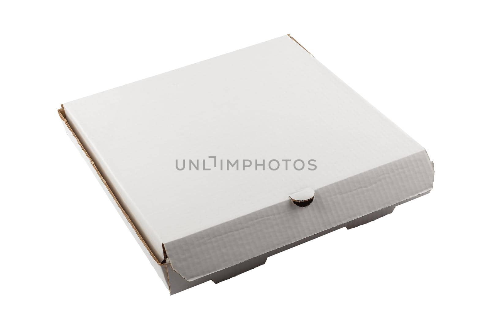 empty eaten closed pizza box isolated on white background.