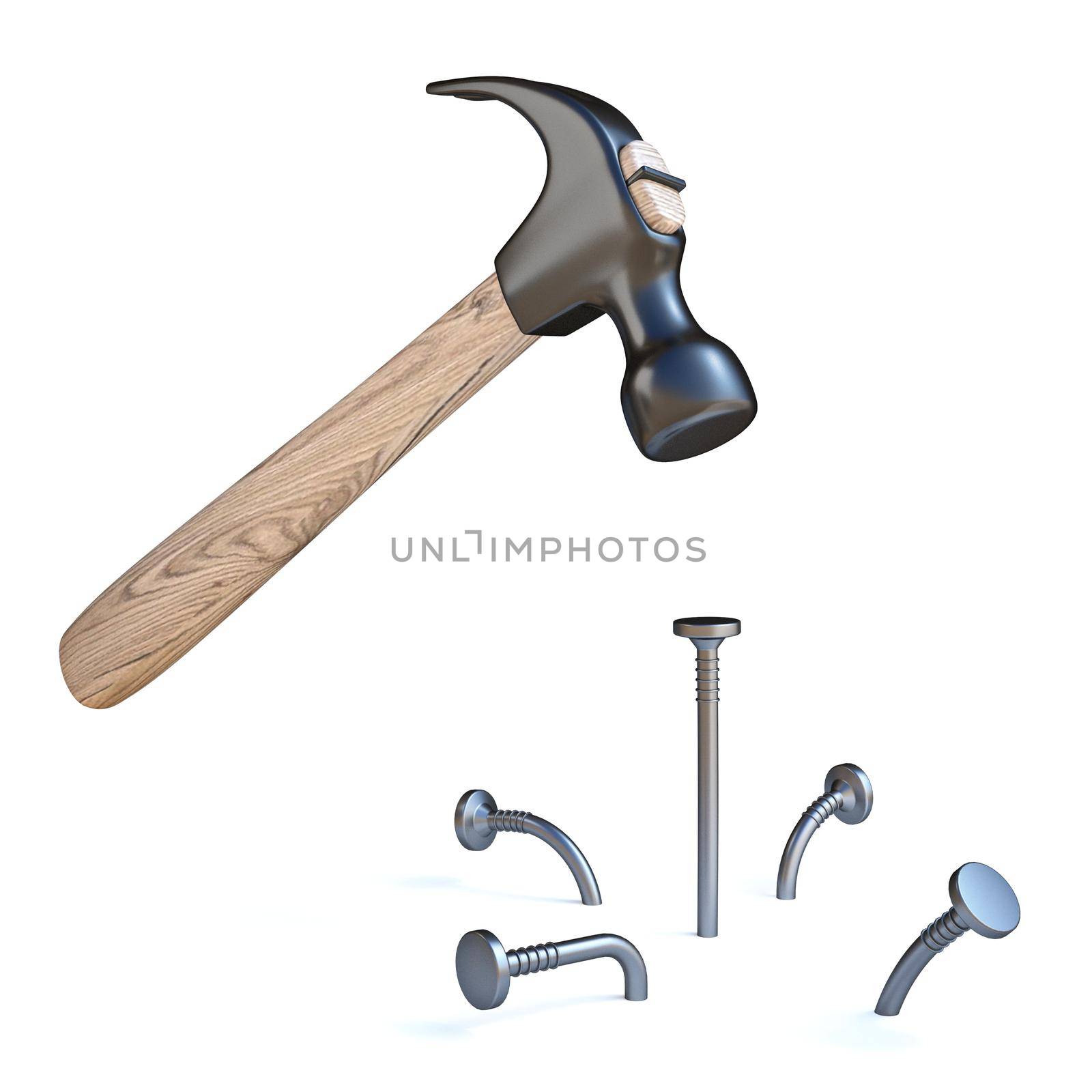 Hammer and nails 3D by djmilic