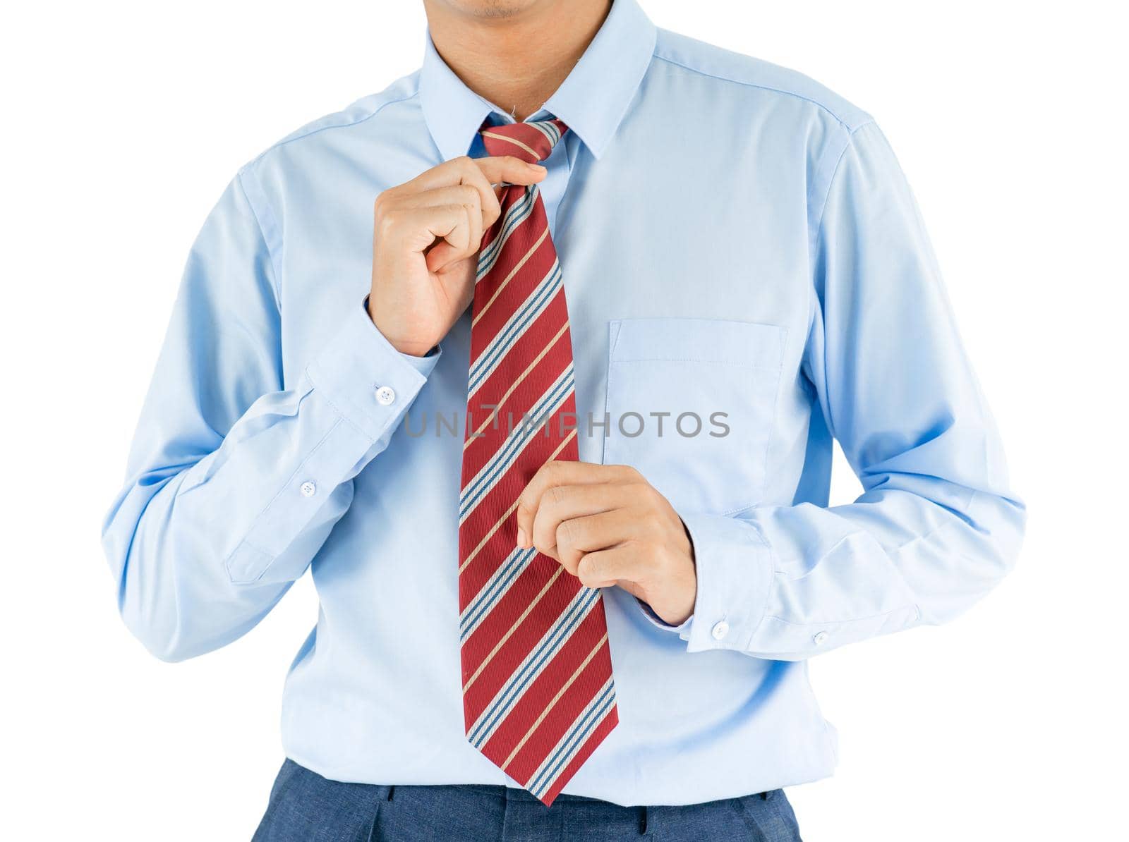 Man wear long sleeve shirt standing in studio shot isolated on white background