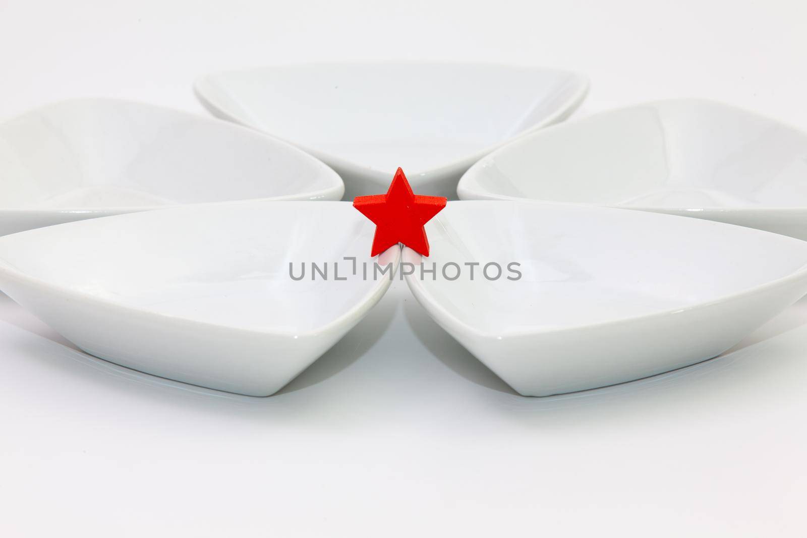 Ceramic bowls for sushi food and red star   by CaptureLight