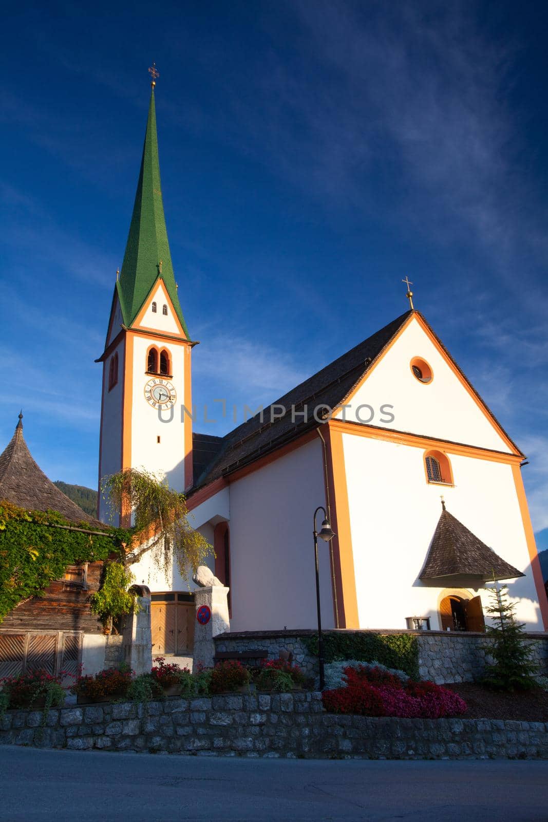 St. Oswald Parish Church in Alpbach,Austria. The church was first mentioned in 1369, a larger one was built in 1420 in honor of St. Oswald, a Northumbrian king.