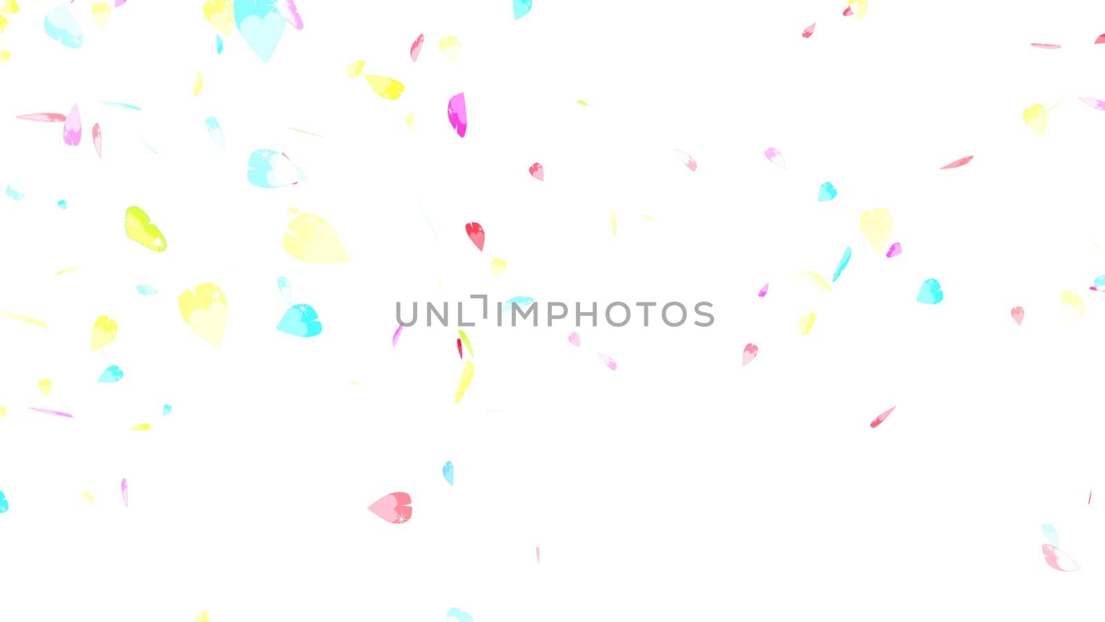 red pink yellow green pastel sakura leaves slowly twirl falling and white isolated background